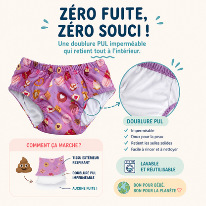 Couche piscine bébé lavable — 8 à 25 kg (S au 2XL)