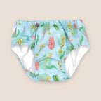 Couche piscine bébé lavable motif hippocampes bleu - maillot de bain couche réutilisable Presque Grand