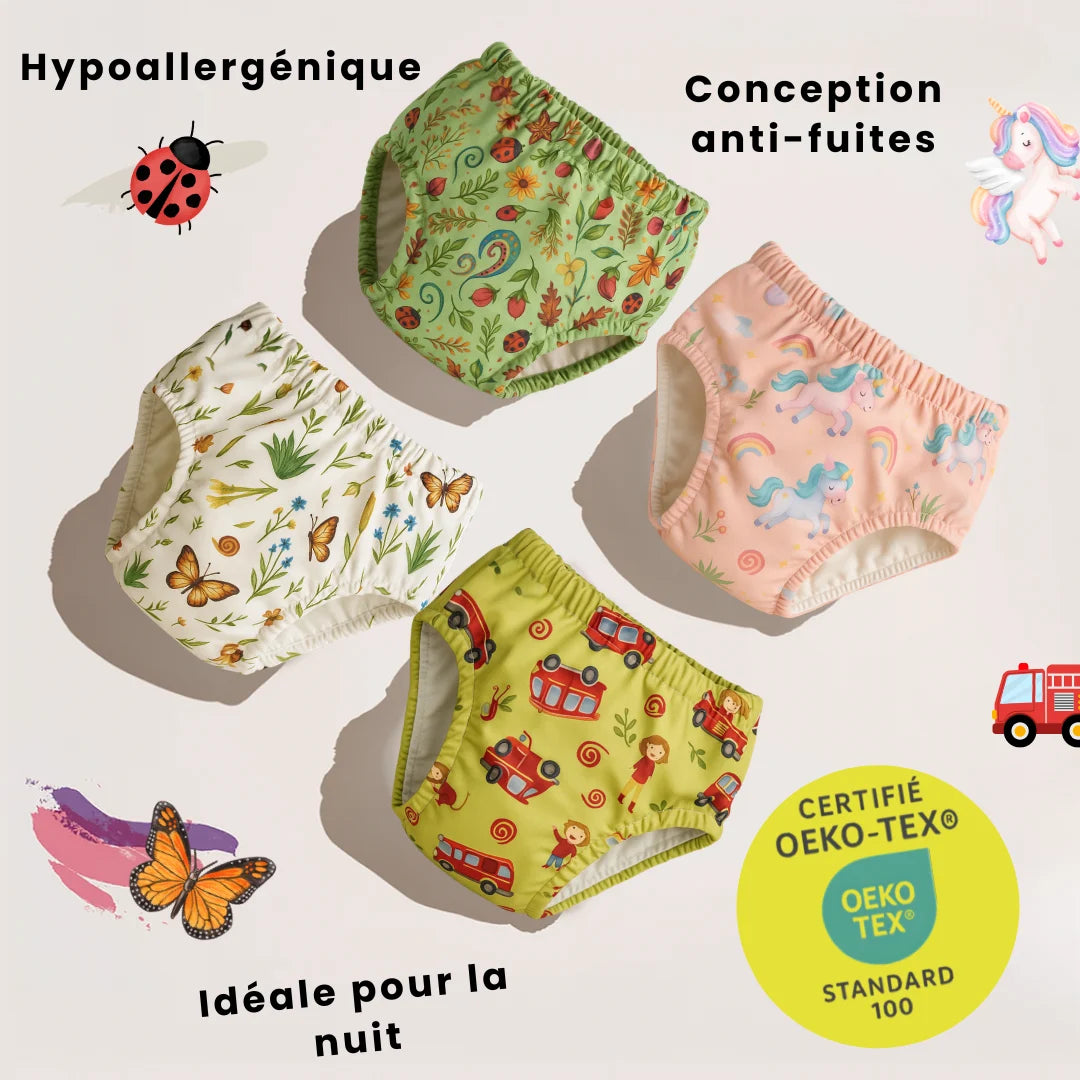 Lot de culottes d'apprentissage hypoallergéniques et anti-fuites certifiées OEKO-TEX – Presque Grand
