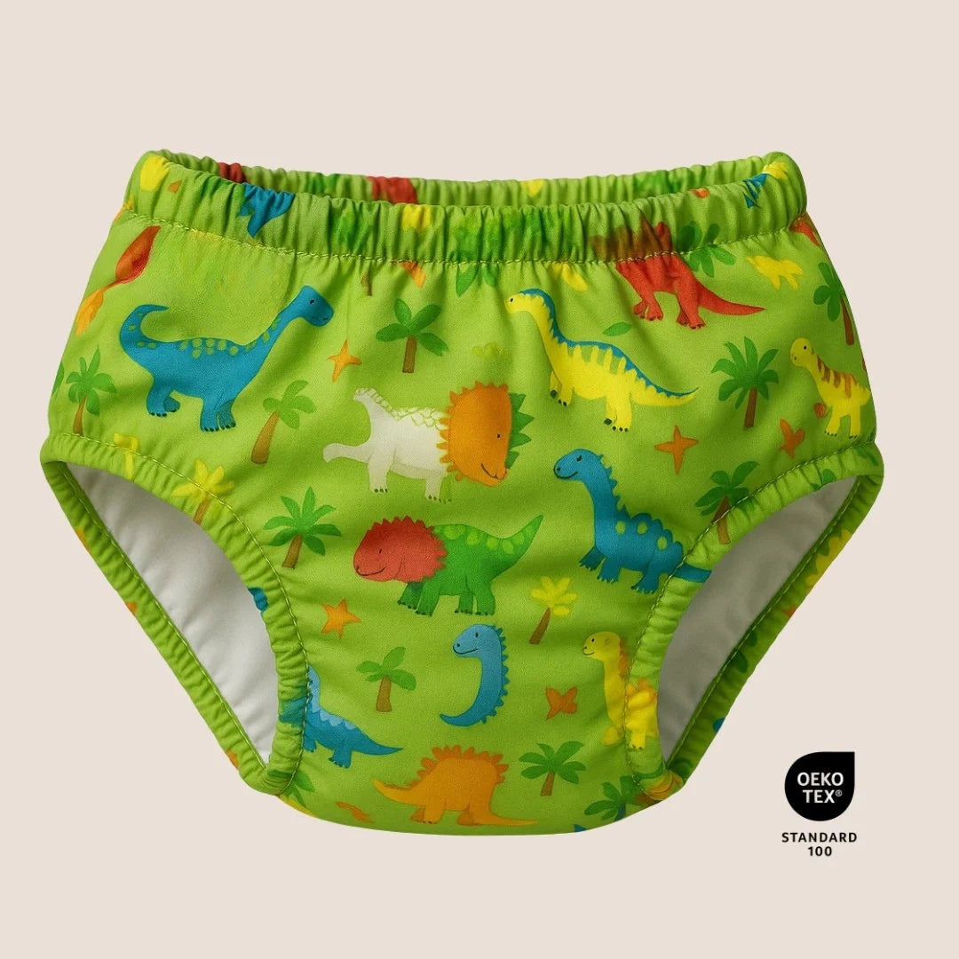Culotte d'apprentissage verte à motif dinosaures certifiée OEKO-TEX – Presque Grand
