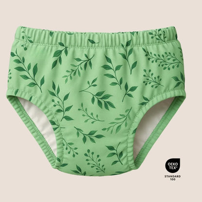 Culotte d'apprentissage verte à motif feuillages certifiée OEKO-TEX – Presque Grand